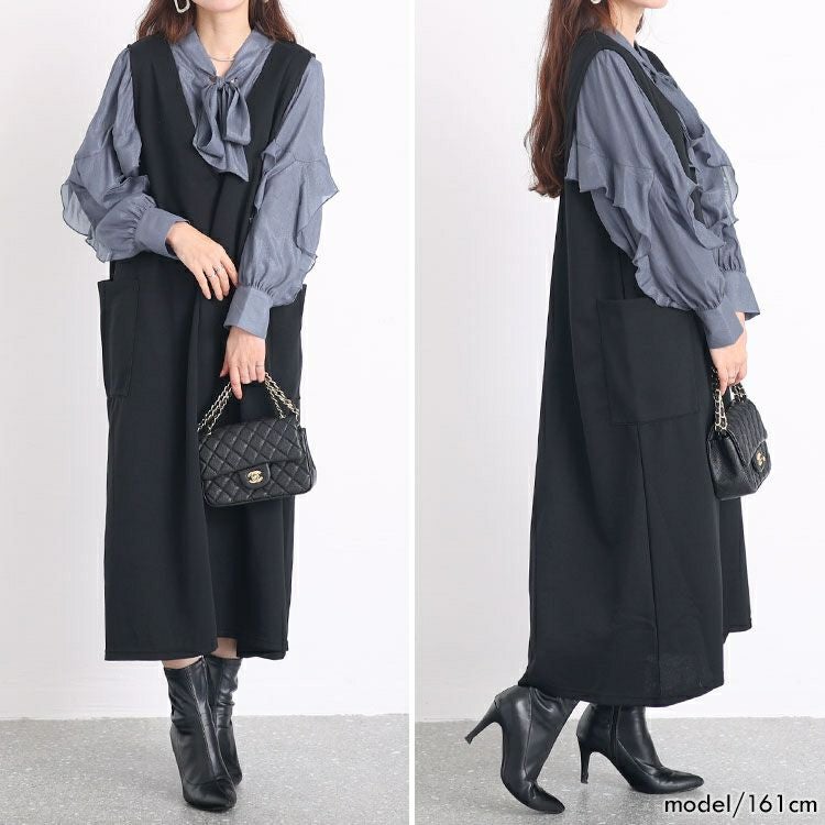 大きいサイズ レディース ボウタイオーガンジーブラウス　fem-391