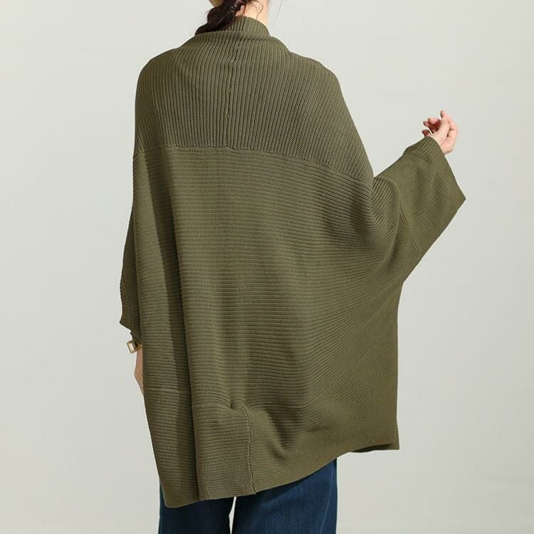 大きいサイズ レディース 上下2wayドルマンニットカーディガン　maru-6647 カーキ