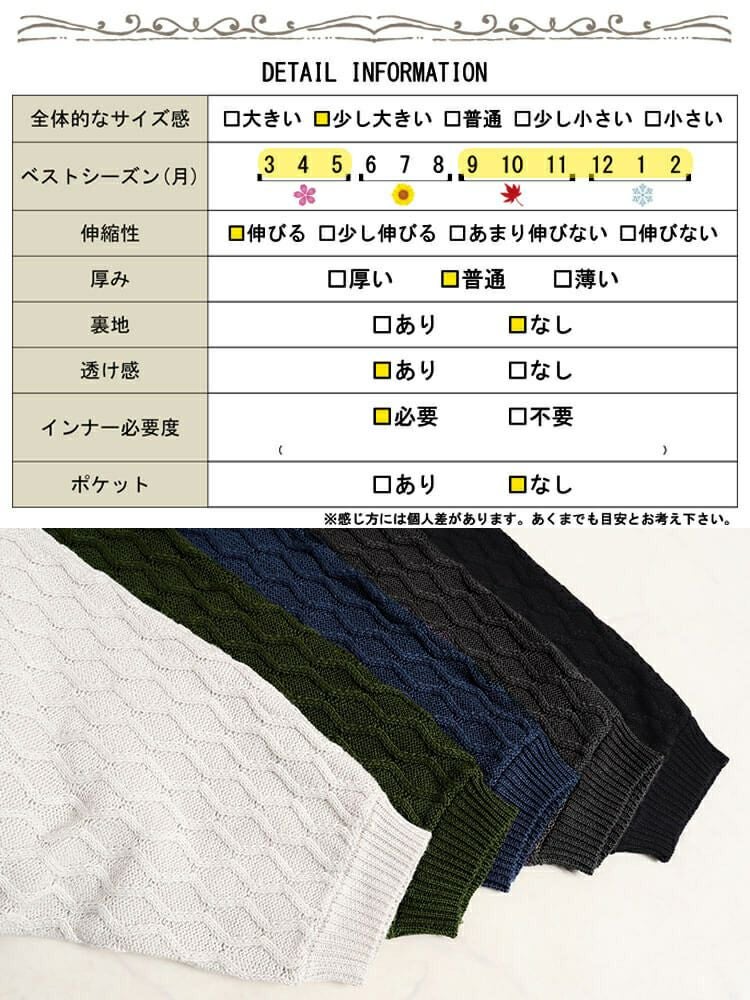 大きいサイズ レディース ハニカム編みキーネックドルマンニットチュニック　maru-3004