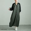 大きいサイズ レディース ツートン配色コート風シャツワンピース　maru-6720 カーキ×ブラック