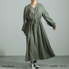 大きいサイズ レディース ウエストブラウジングVネックワンピース　maru-6719 カーキ