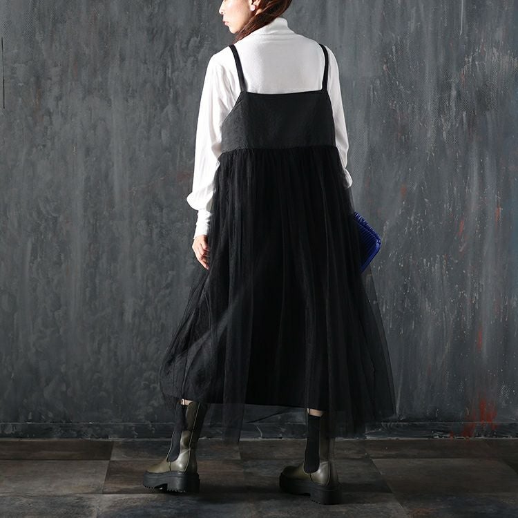 大きいサイズ レディース チュール切替えキルティングキャミワンピース　maru-6713