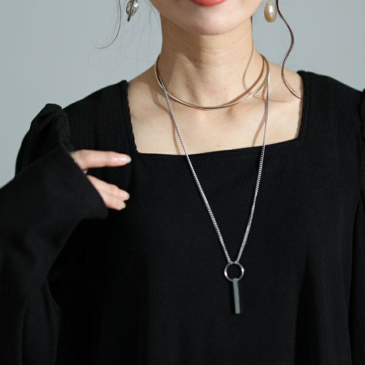 大きいサイズ レディース 異素材ドッキングパワショルワンピース　maru-6708