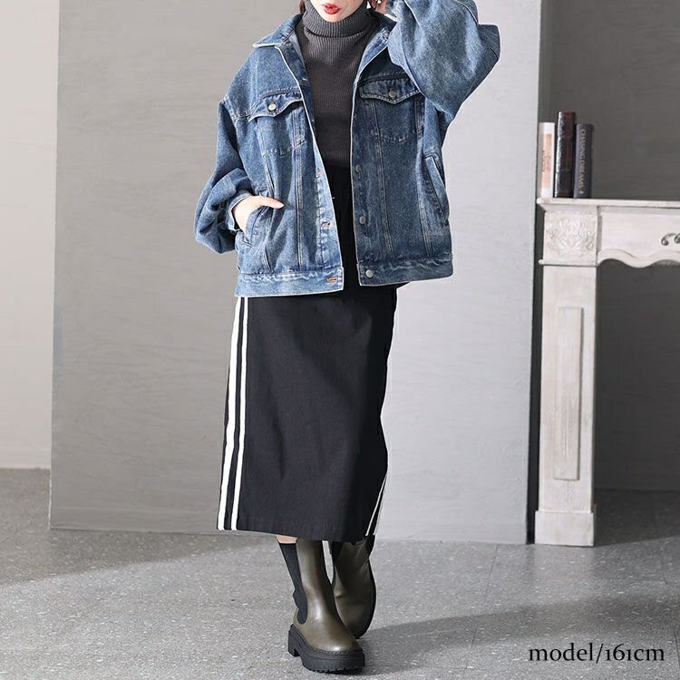 大きいサイズ レディース ストレッチツイルサイドライン入りナロースカート　maru-6705