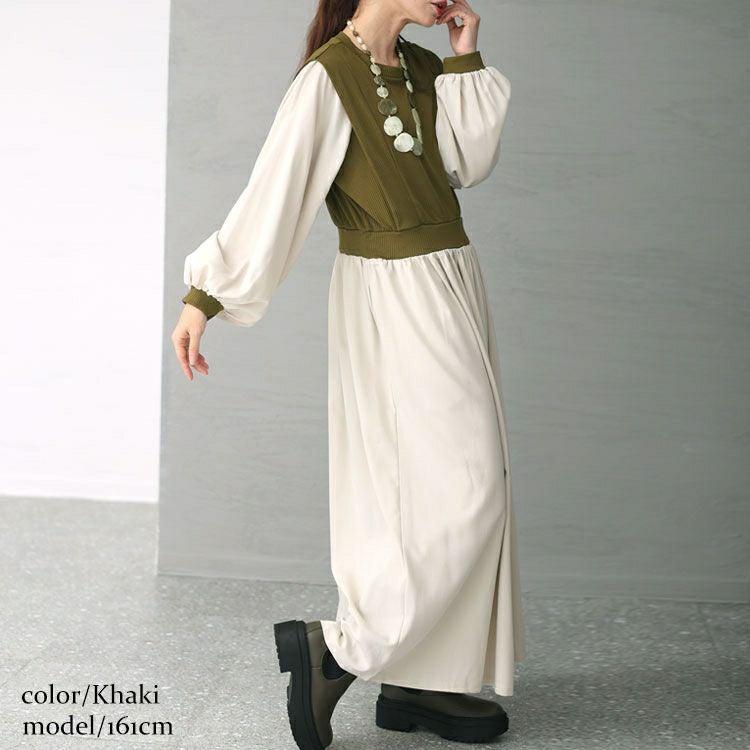 大きいサイズ レディース ベストドッキングワンピース　maru-6702