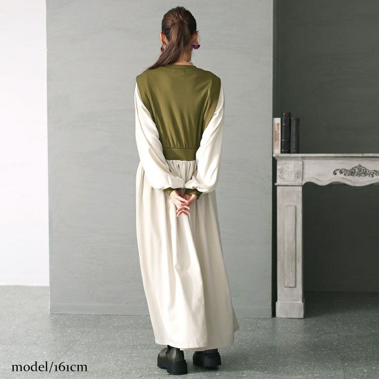 大きいサイズ レディース ベストドッキングワンピース　maru-6702