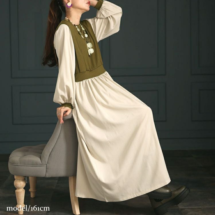 大きいサイズ レディース ベストドッキングワンピース　maru-6702