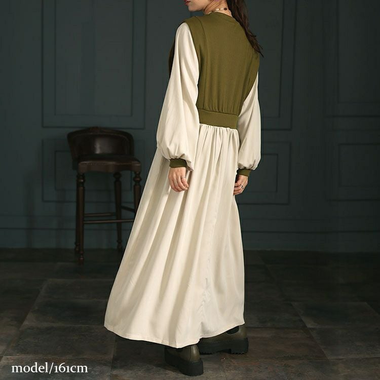 大きいサイズ レディース ベストドッキングワンピース　maru-6702