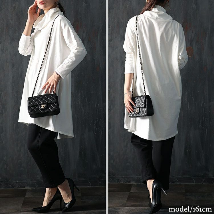 大きいサイズ レディース オフタートルネックチュニック　maru-6701