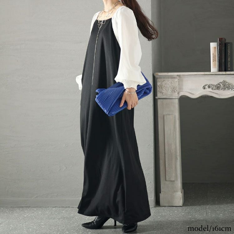 大きいサイズ レディース 袖切替パイピングロングワンピース　maru-6704