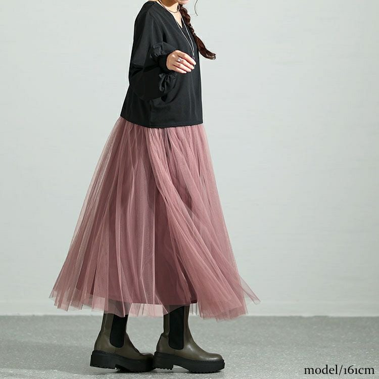 大きいサイズ レディース 前後2Wayドッキングチュールワンピース　maru-6700