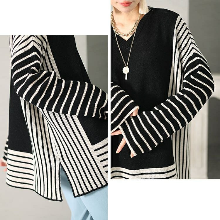 大きいサイズ レディース 日本製ボーダー配色ニット　kt-106