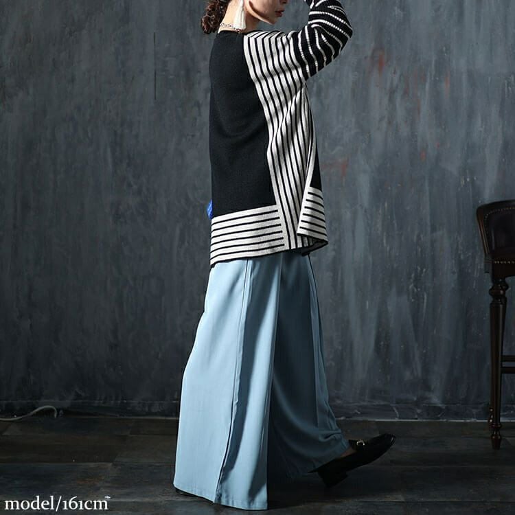 大きいサイズ レディース 日本製ボーダー配色ニット　kt-106