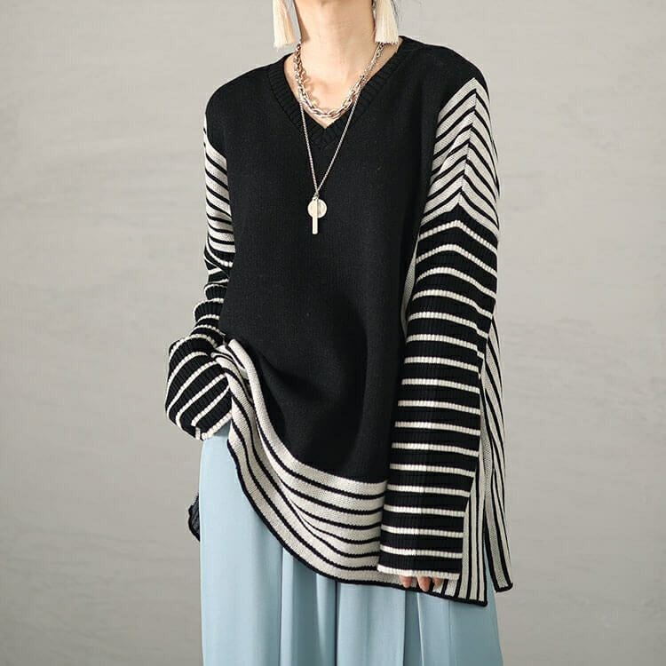 大きいサイズ レディース 日本製ボーダー配色ニット　kt-106