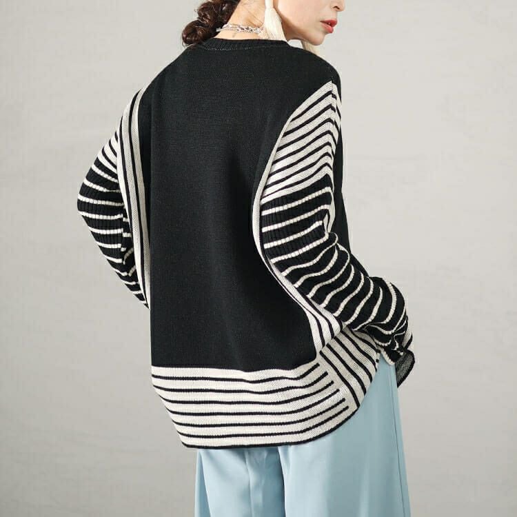 大きいサイズ レディース 日本製ボーダー配色ニット　kt-106