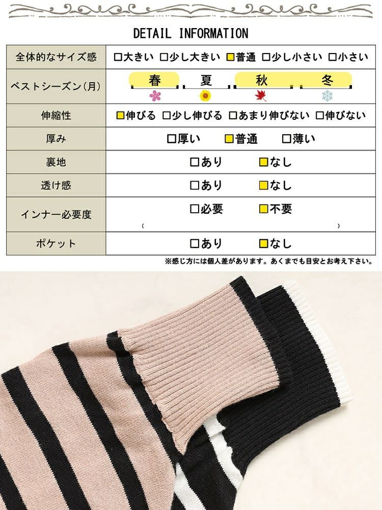 大きいサイズ レディース Vネックボーダードルマンニット　wn-0198