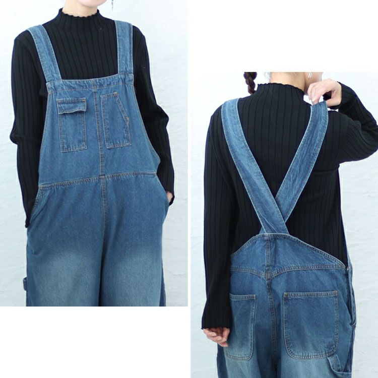大きいサイズ レディース クロスサスペンダーサロペットパンツ wd-0374