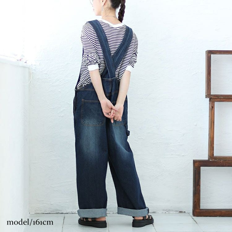 大きいサイズ レディース クロスサスペンダーサロペットパンツ　wd-0374