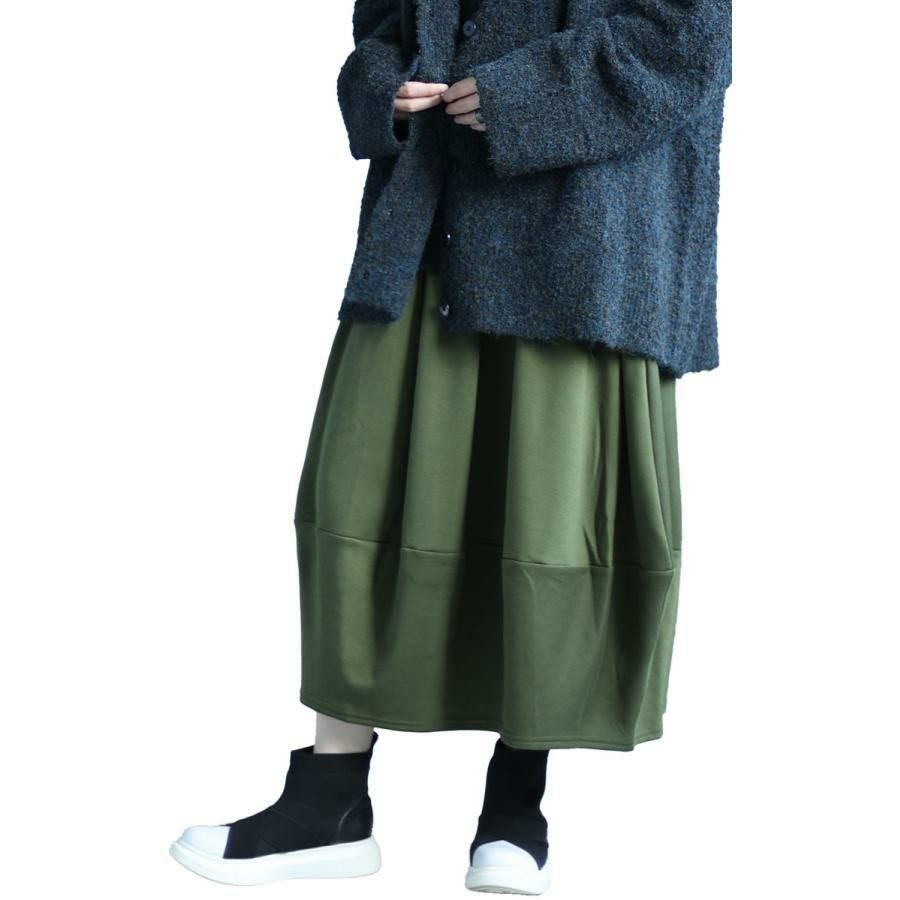 大きいサイズ レディース 裏シャギーバルーンスカート　sw-0569 カーキ