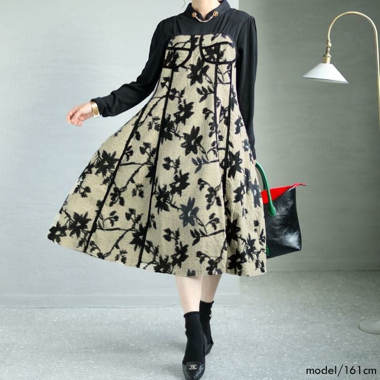 大きいサイズ レディース 花柄キャミソールワンピース　goldy-1379 花柄