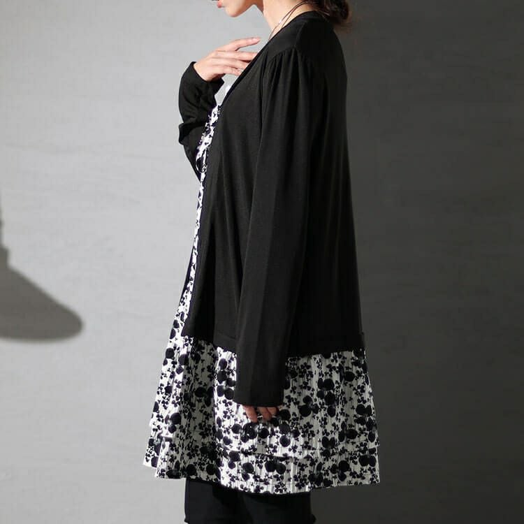 大きいサイズ レディース カーデフェイク花柄チュニック　gold934