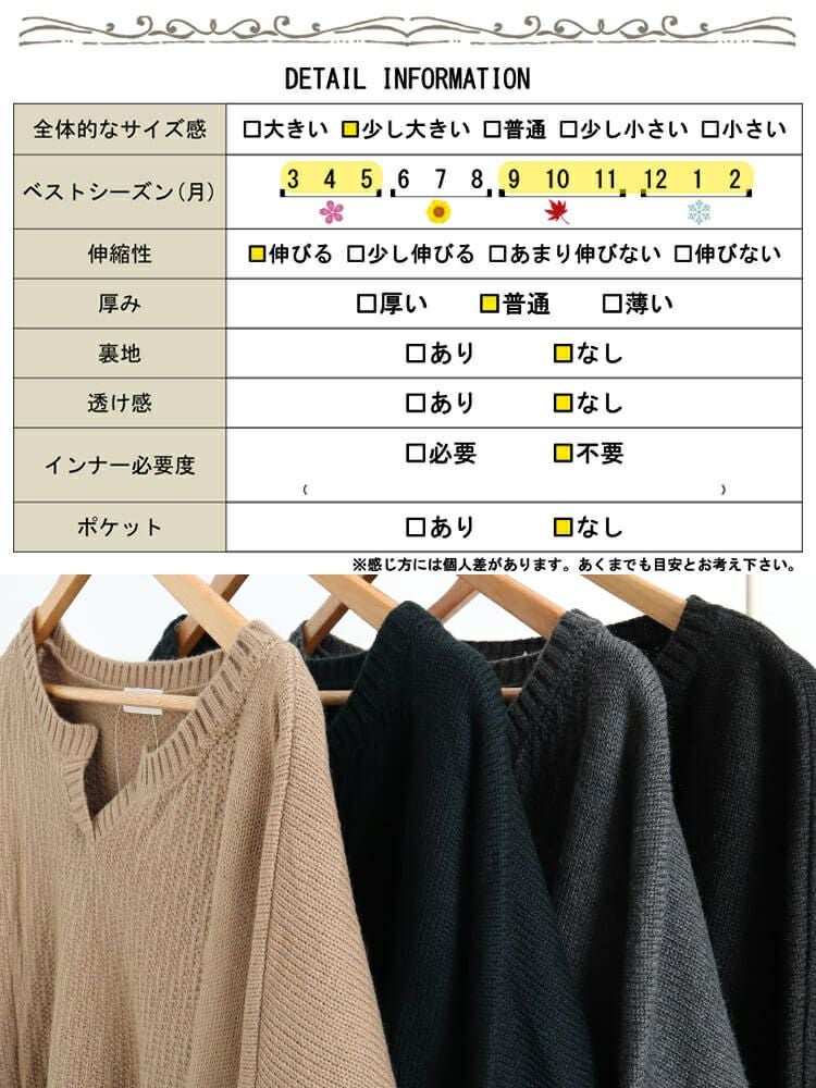 大きいサイズ レディース 編地切替キーネックドルマンニットチュニック