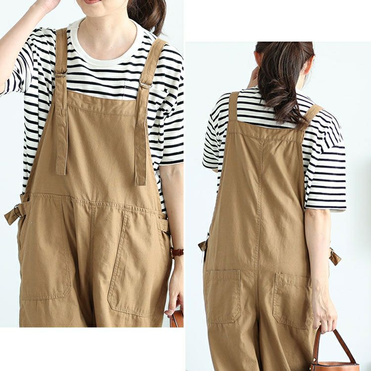 大きいサイズ レディース ベイカーワイドサロペットパンツ　wc-0333