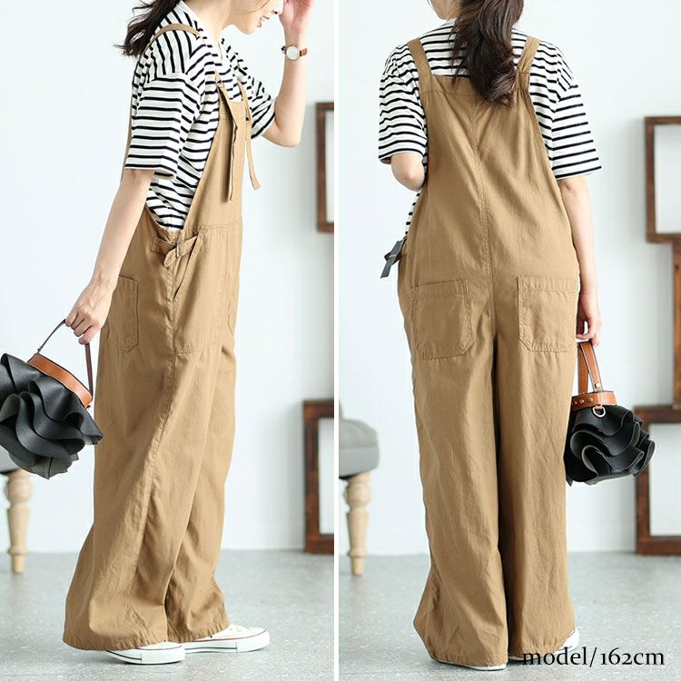 大きいサイズ レディース ベイカーワイドサロペットパンツ　wc-0333