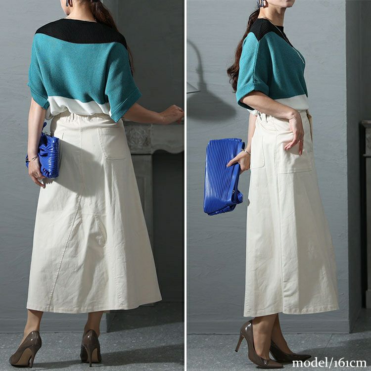 大きいサイズ レディース 体型カバーミリタリーマキシ丈スカート　jp487