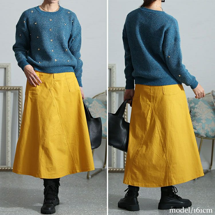 大きいサイズ レディース 体型カバーミリタリーマキシ丈スカート　jp487