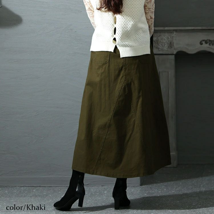 大きいサイズ レディース 体型カバーミリタリーマキシ丈スカート　jp487