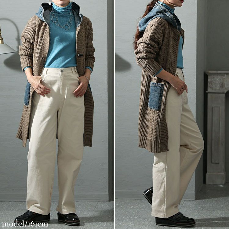 大きいサイズ レディース 疲れない体型カバーチノパンツ　jp486