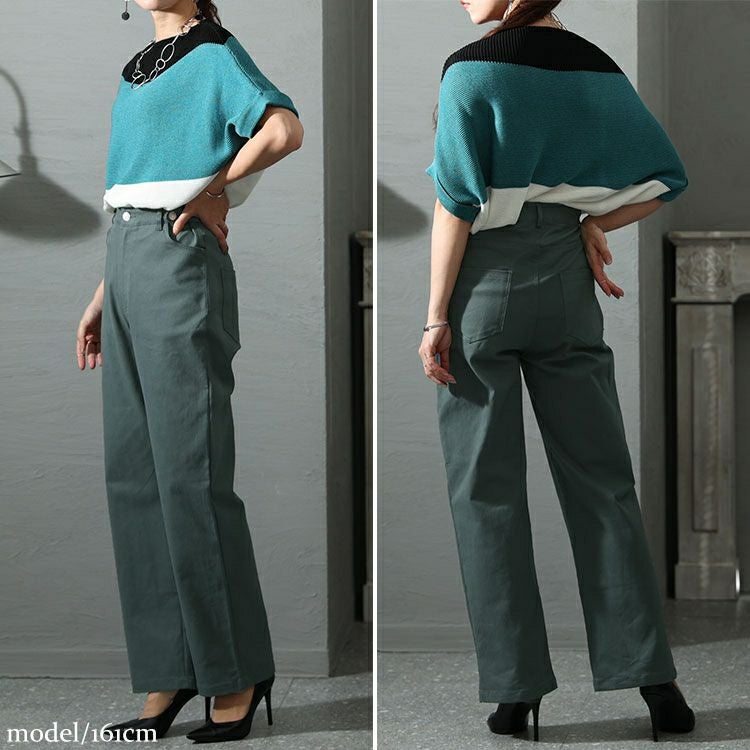 大きいサイズ レディース 疲れない体型カバーチノパンツ　jp486