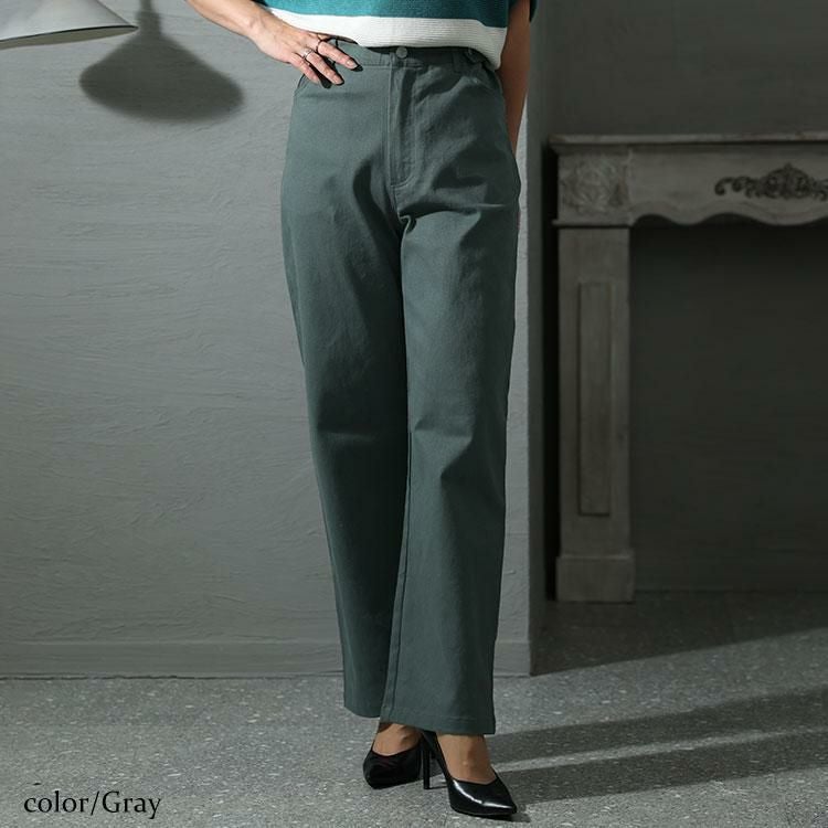 大きいサイズ レディース 疲れない体型カバーチノパンツ　jp486 グレー