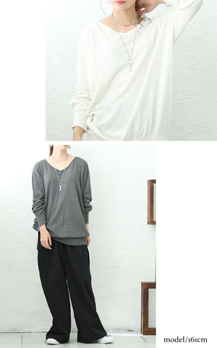 大きいサイズ レディース Vネックドルマンニット　wn-0003 【メール便可】