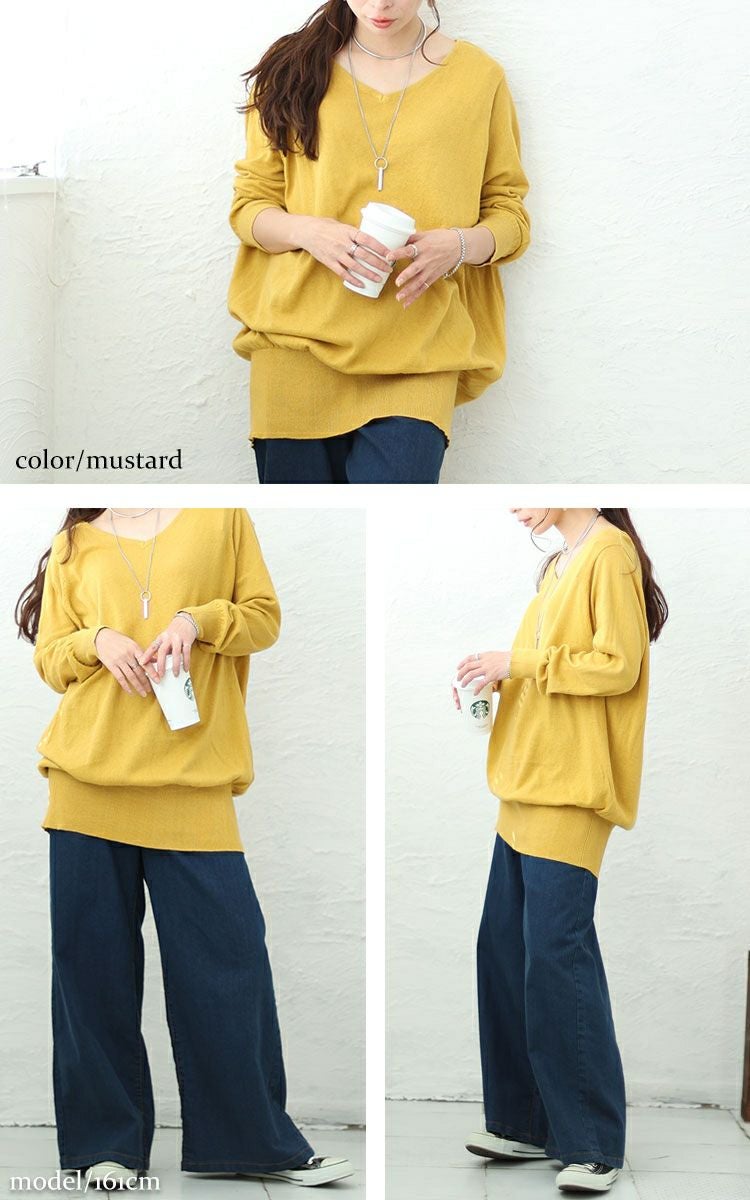 大きいサイズ レディース Vネックドルマンニット　wn-0003 【メール便可】