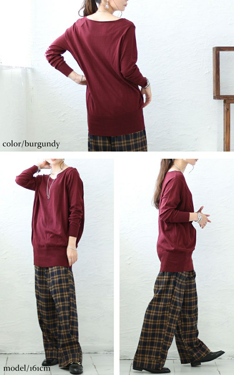 大きいサイズ レディース Vネックドルマンニット　wn-0003 【メール便可】