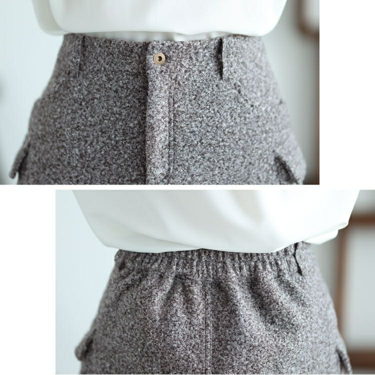大きいサイズ レディース ループツイードミニスカート　and-x1617
