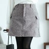 大きいサイズ レディース ループツイードミニスカート　and-x1617 チャコール