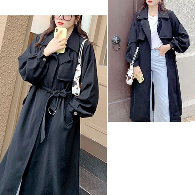 大きいサイズ レディース ベルト付きボタンレストレンチコート　goldy-1385