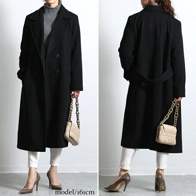 大きいサイズ レディース ダブルボタンロングチェスターコート　mnfk-122740
