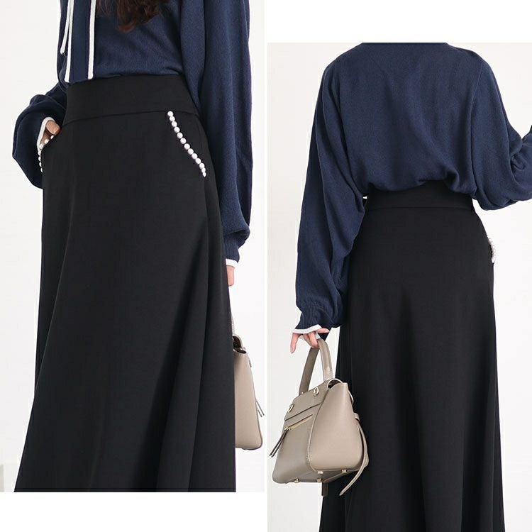 大きいサイズ レディース パール付きフレアスカート　mncut-132702