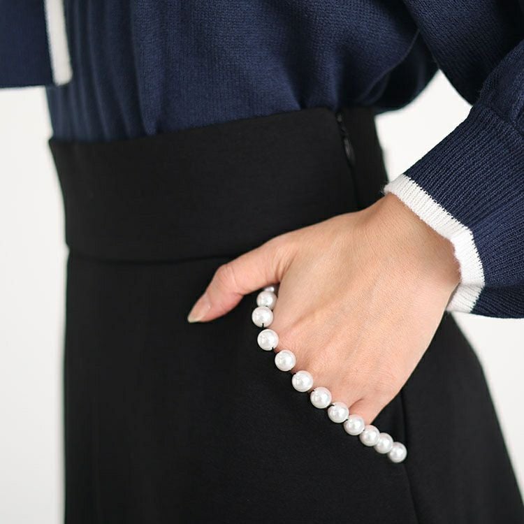 大きいサイズ レディース パール付きフレアスカート　mncut-132702