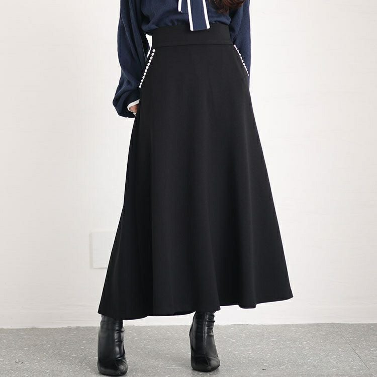 大きいサイズ レディース パール付きフレアスカート　mncut-132702