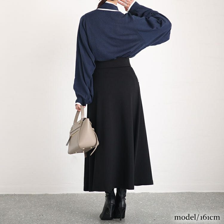 大きいサイズ レディース パール付きフレアスカート　mncut-132702