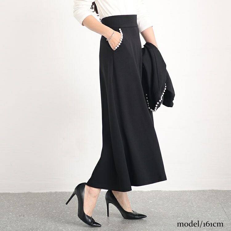 大きいサイズ レディース パール付きフレアスカート　mncut-132702