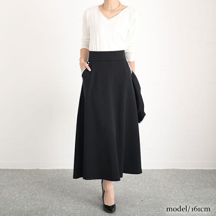 大きいサイズ レディース パール付きフレアスカート　mncut-132702