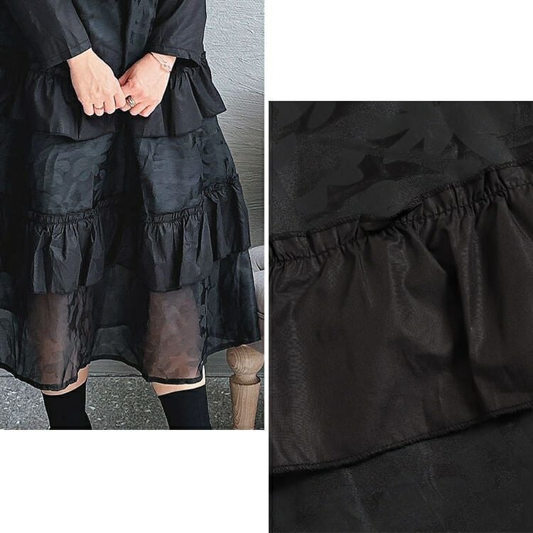 大きいサイズ レディース ティアード花柄フリルワンピース　goldy-1396