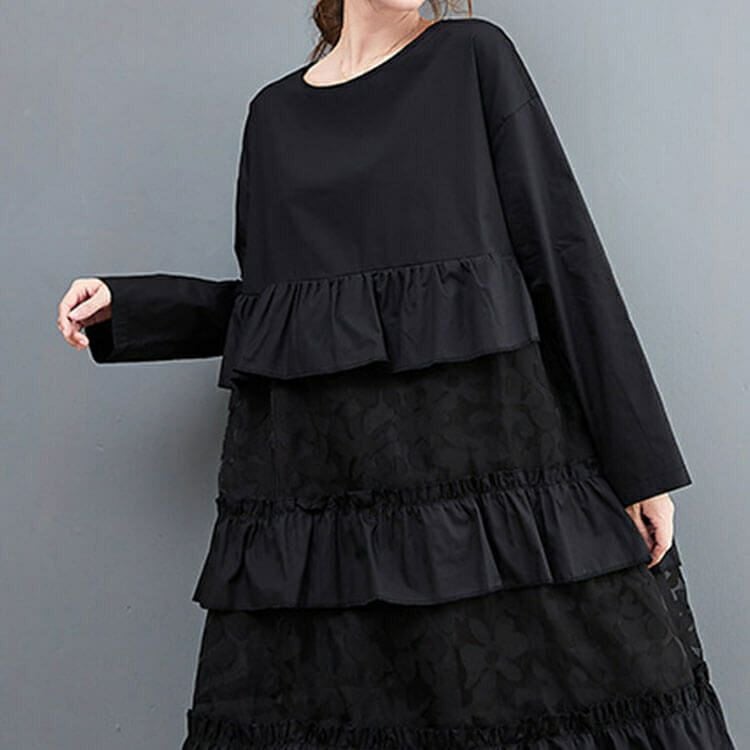 大きいサイズ レディース ティアード花柄フリルワンピース　goldy-1396