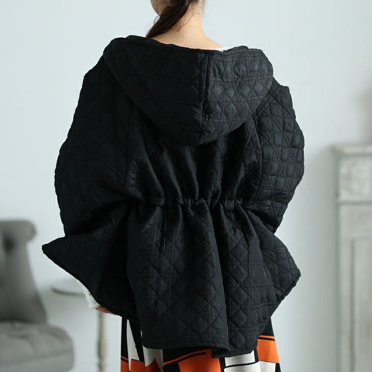 大きいサイズ レディース フード付きキルティングポンチョコート　maru-6717